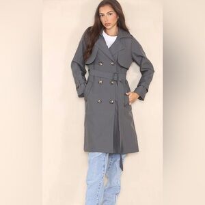 NWOT KATCH ME  Double Breasted Trench Coat with Belt size M